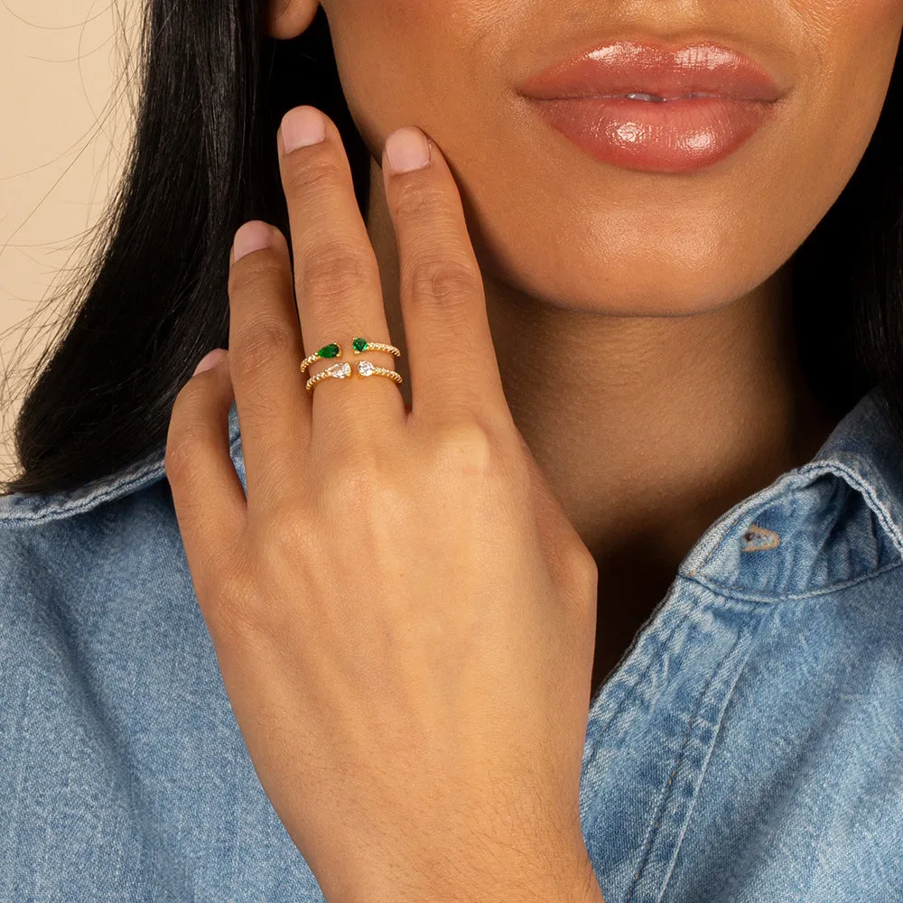 Colored Double Stone Open Ring