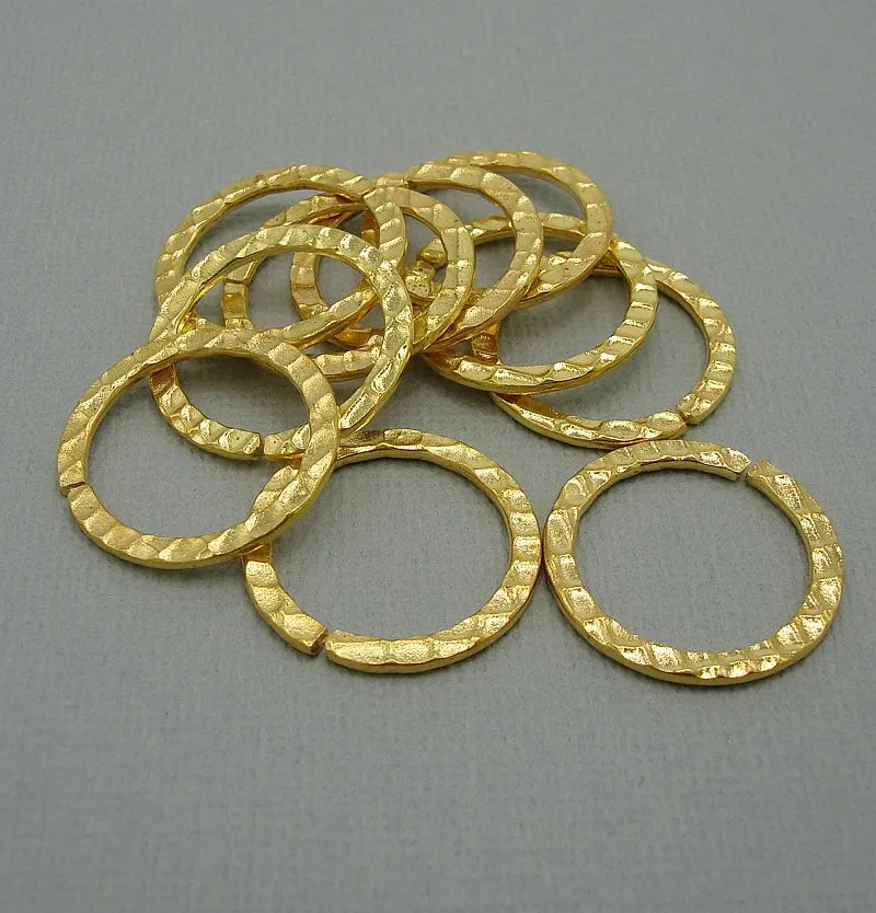 Connector Link Ring Textured Hammered  Open
