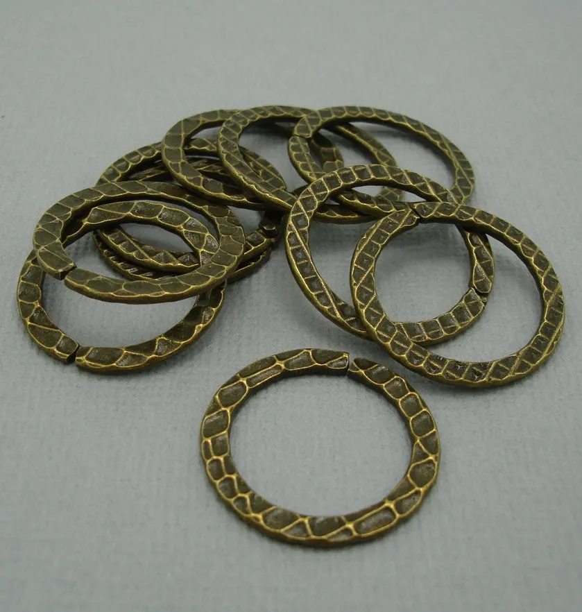 Connector Link Ring Textured Hammered  Open