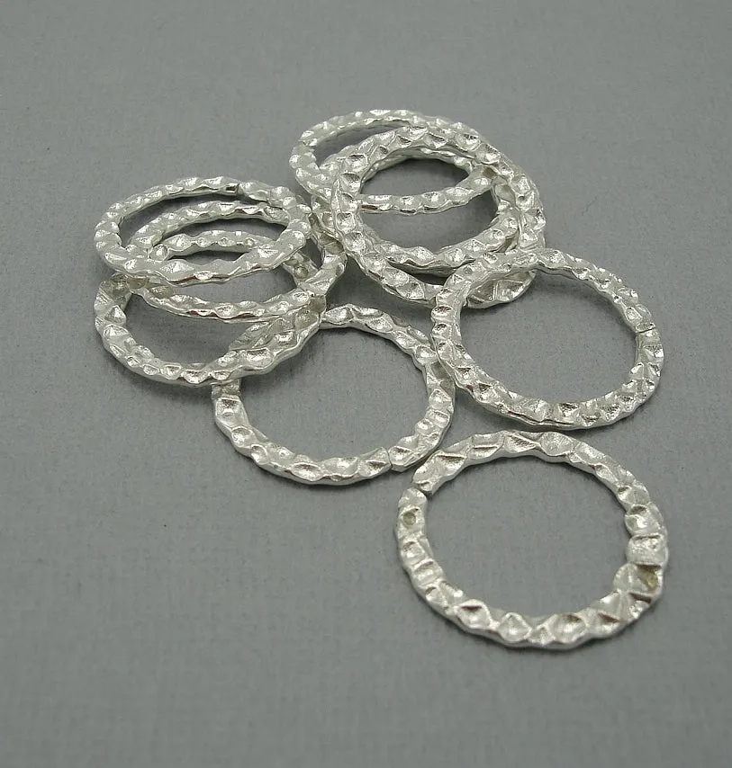 Connector Link Ring Textured Hammered  Open