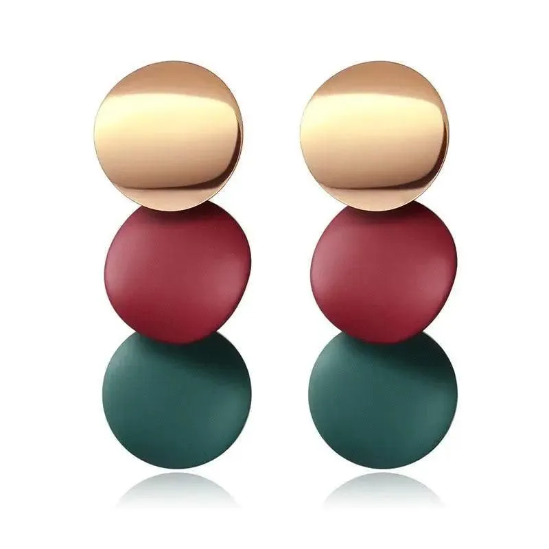 Copy of New Dazzling Small Disk Colourful Earrings For Women And Girls Acrylic Geometric Red Dangle Fashionable Unique Design Jewelry