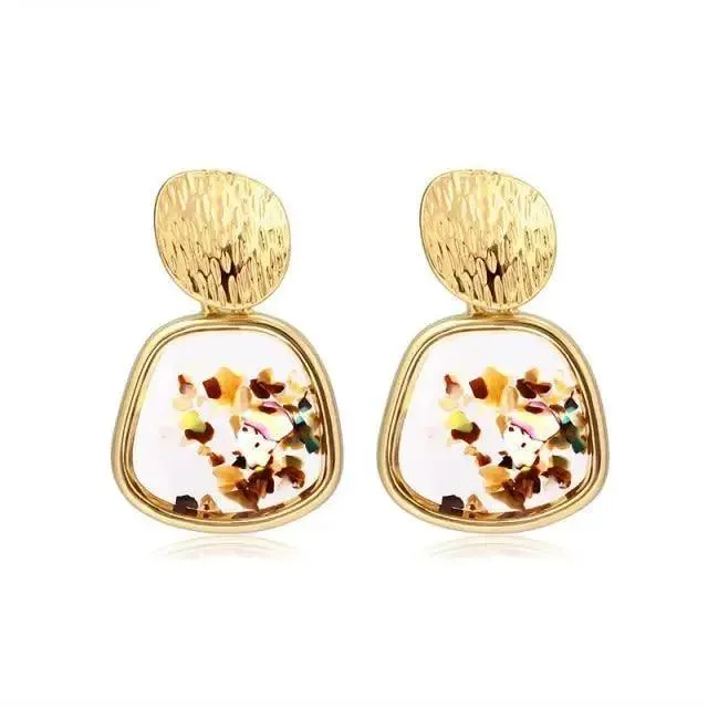 Copy of New Dazzling Small Disk Colourful Earrings For Women And Girls Acrylic Geometric Red Dangle Fashionable Unique Design Jewelry