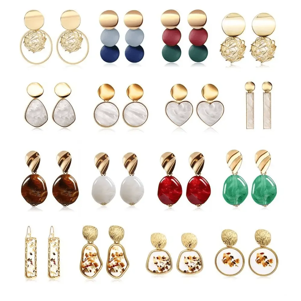 Copy of New Dazzling Small Disk Colourful Earrings For Women And Girls Acrylic Geometric Red Dangle Fashionable Unique Design Jewelry