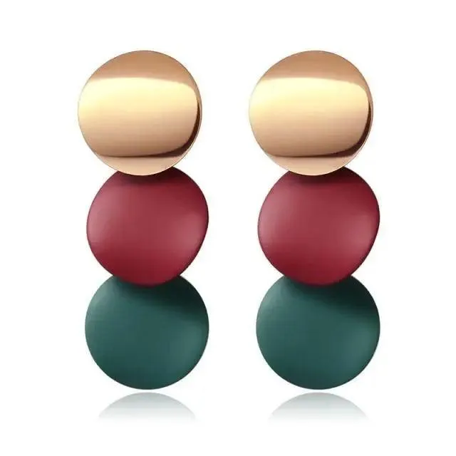 Copy of New Dazzling Small Disk Colourful Earrings For Women And Girls Acrylic Geometric Red Dangle Fashionable Unique Design Jewelry