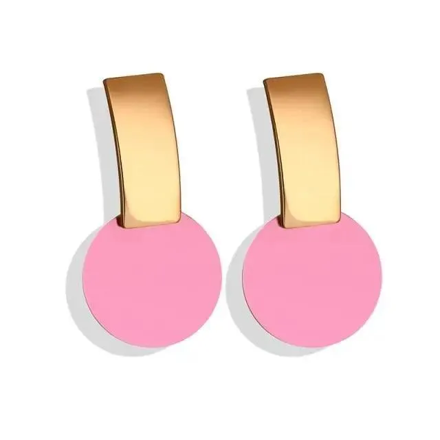 Copy of New Dazzling Small Disk Colourful Earrings For Women And Girls Acrylic Geometric Red Dangle Fashionable Unique Design Jewelry