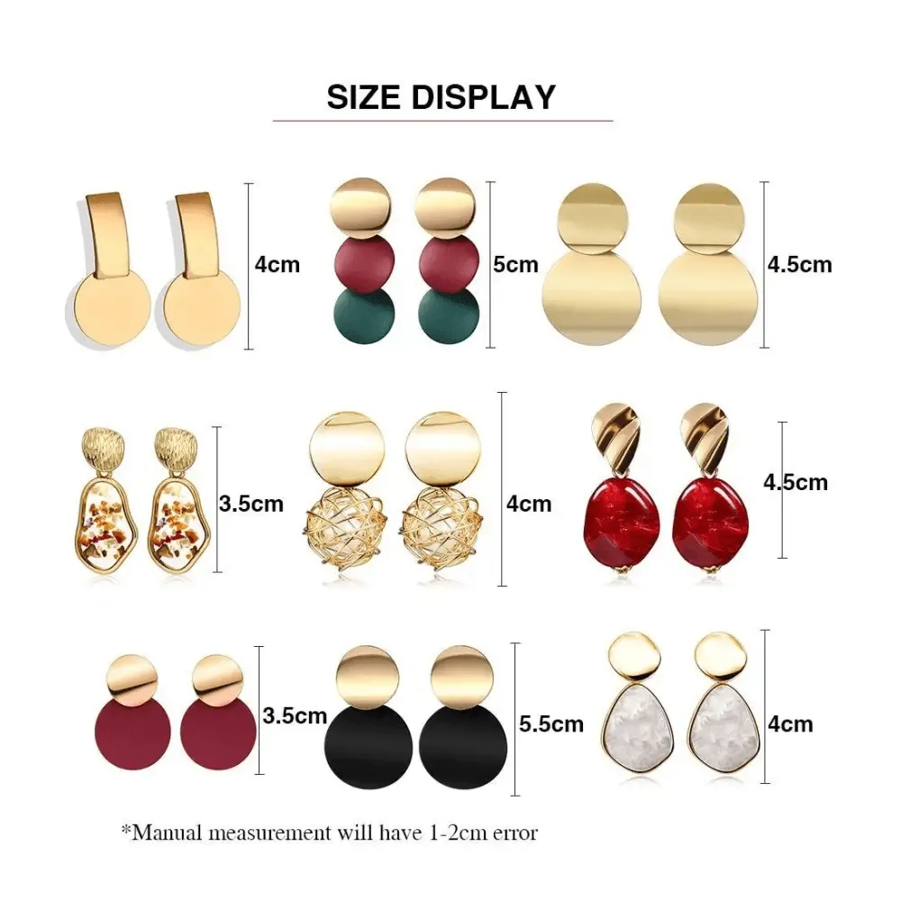 Copy of New Dazzling Small Disk Colourful Earrings For Women And Girls Acrylic Geometric Red Dangle Fashionable Unique Design Jewelry