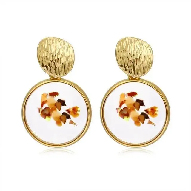 Copy of New Dazzling Small Disk Colourful Earrings For Women And Girls Acrylic Geometric Red Dangle Fashionable Unique Design Jewelry