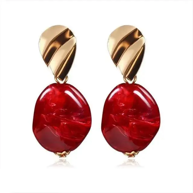 Copy of New Dazzling Small Disk Colourful Earrings For Women And Girls Acrylic Geometric Red Dangle Fashionable Unique Design Jewelry
