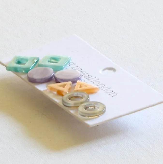 Corin Geometrical Stud Pack Marbled Pastels