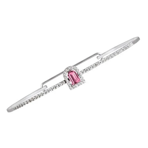 Couleur Sculptural Bracelet, 18k White Gold with DAVIDOR Arch Cut Pink Tourmaline and Brilliant Diamonds