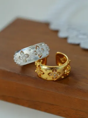 Court Style Vintage Diamond Flower Zircon Ring