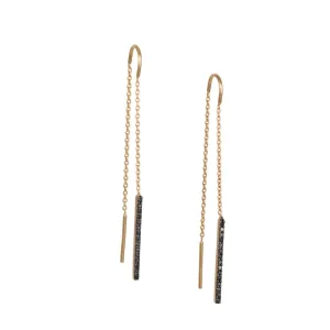 CP Collection - Black Diamomd and Rose Gold Threader Earrings