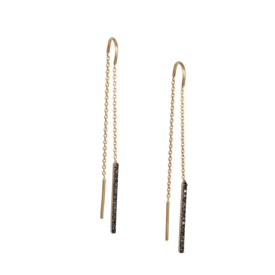 CP Collection - Black Diamomd and Rose Gold Threader Earrings