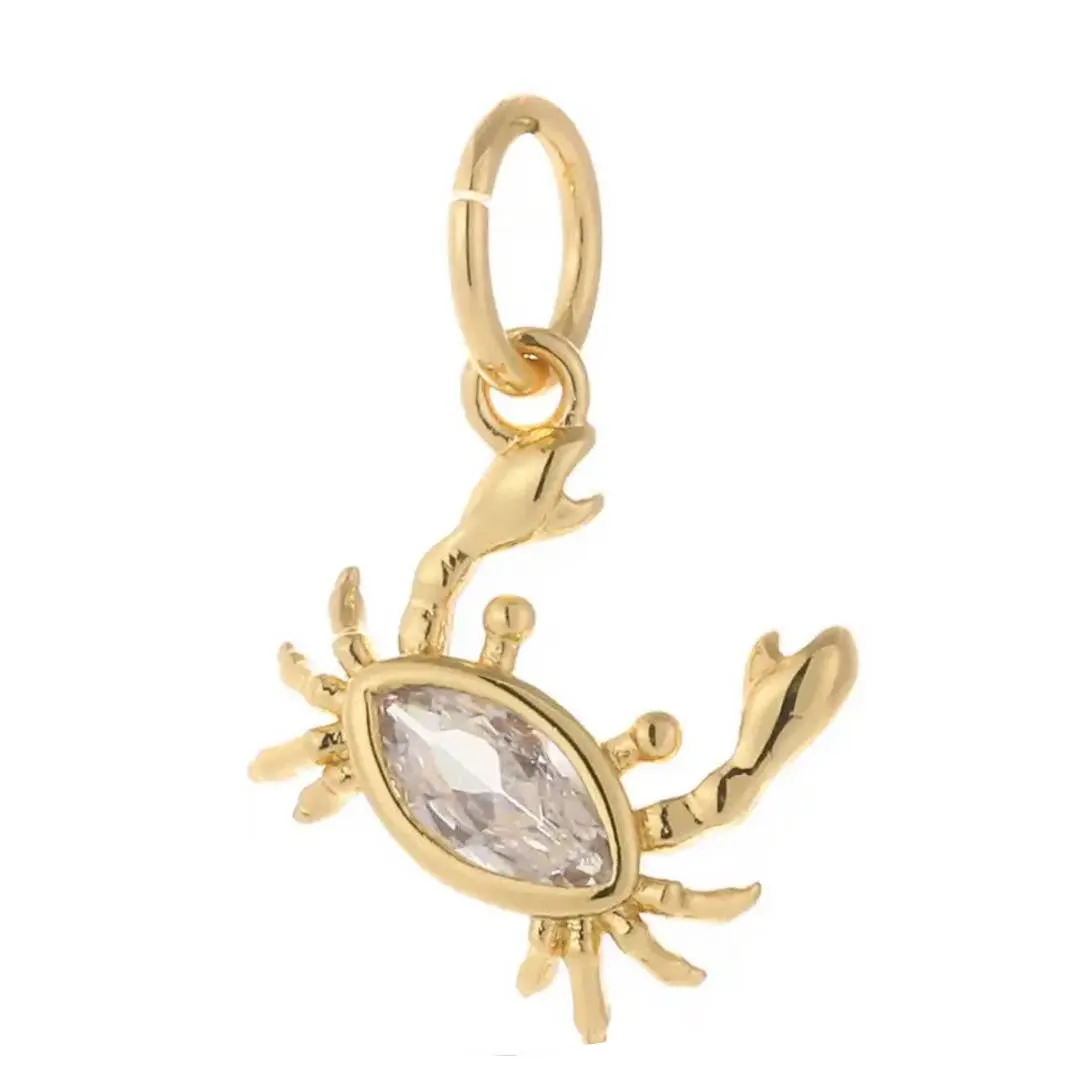 Crab Zircon Charm For Charm Bar & Charm Necklace