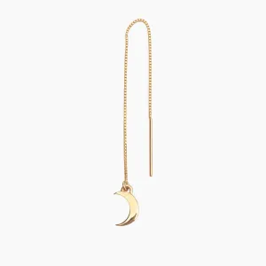 Crescent Moon Threader Earring in 14k Gold (single earring)