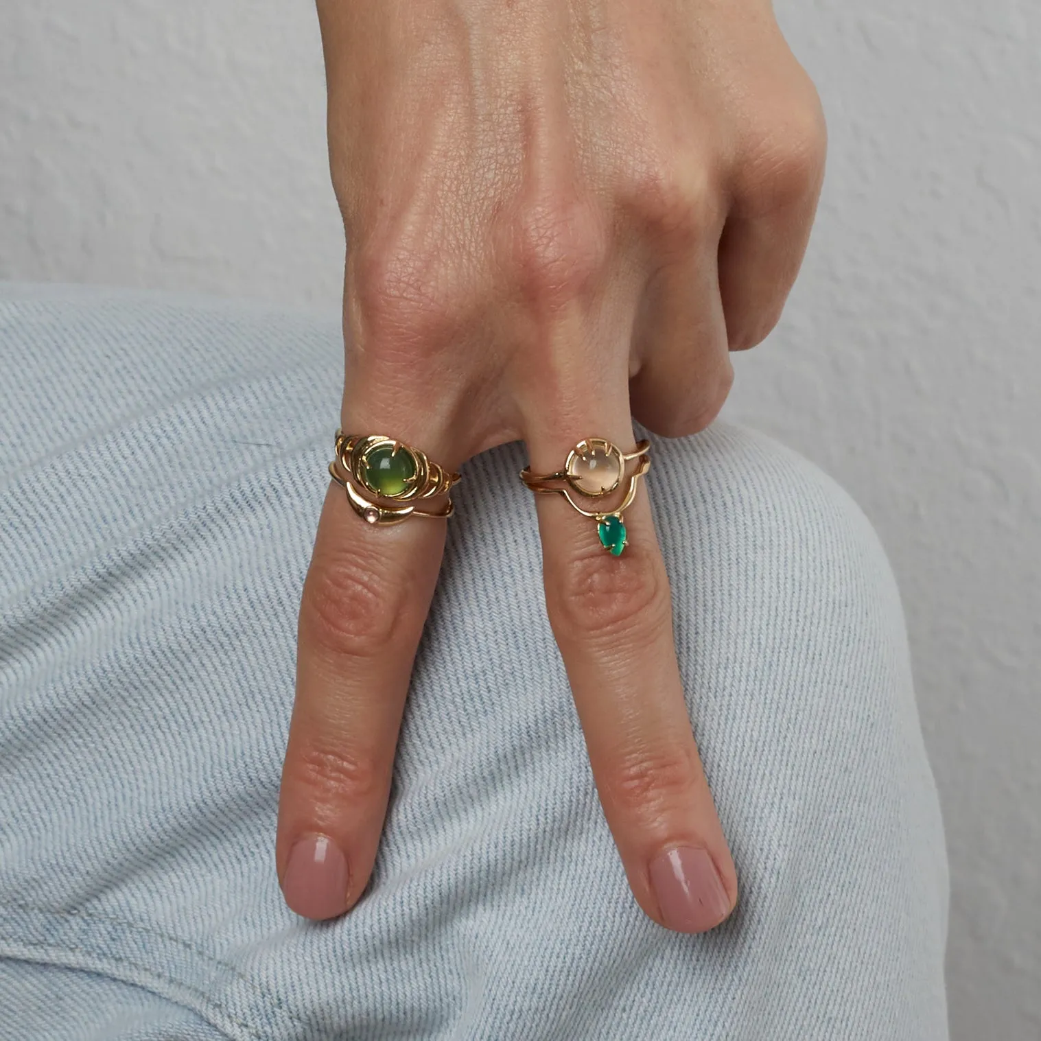 Crescent Ring in Moonstone