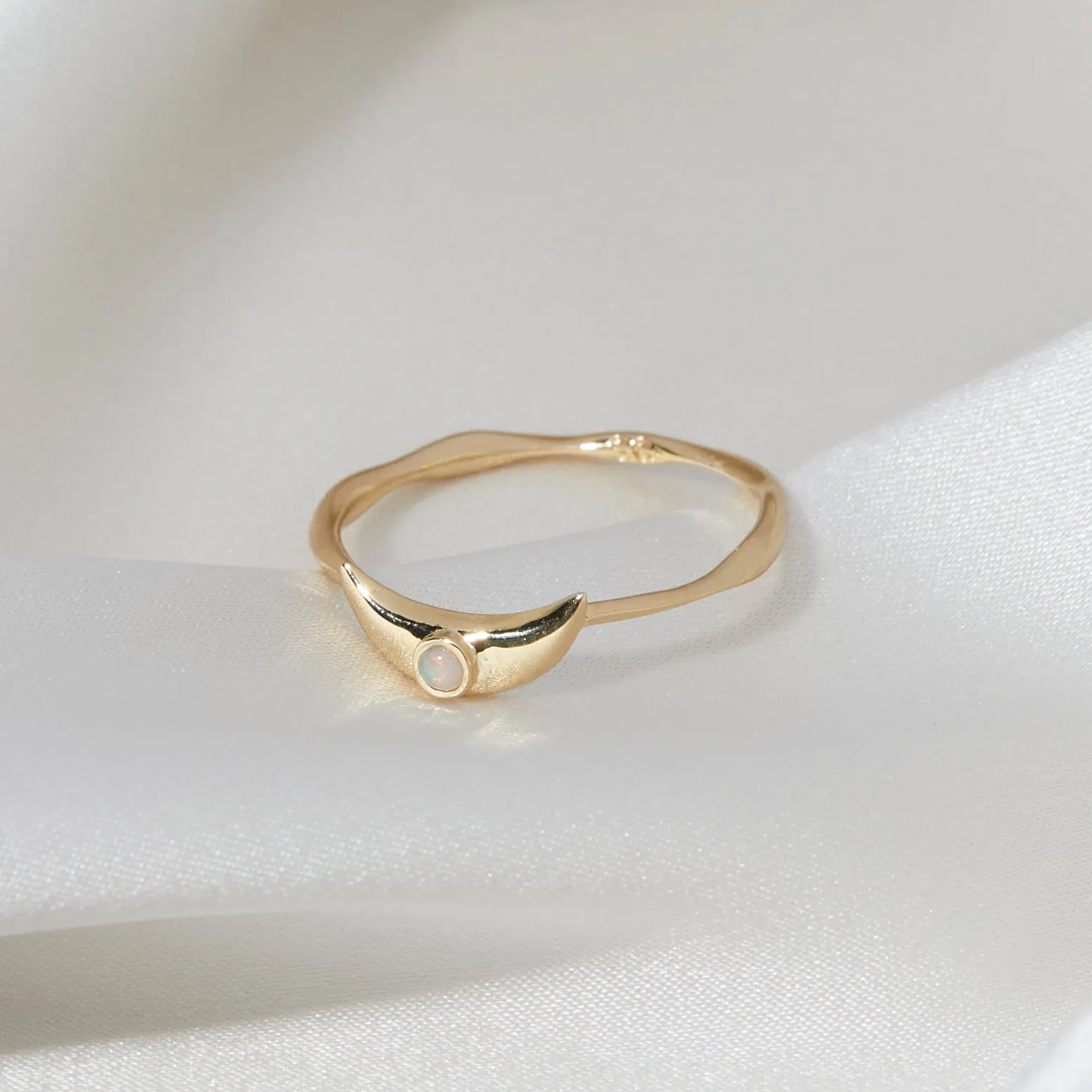 Crescent Ring in Moonstone