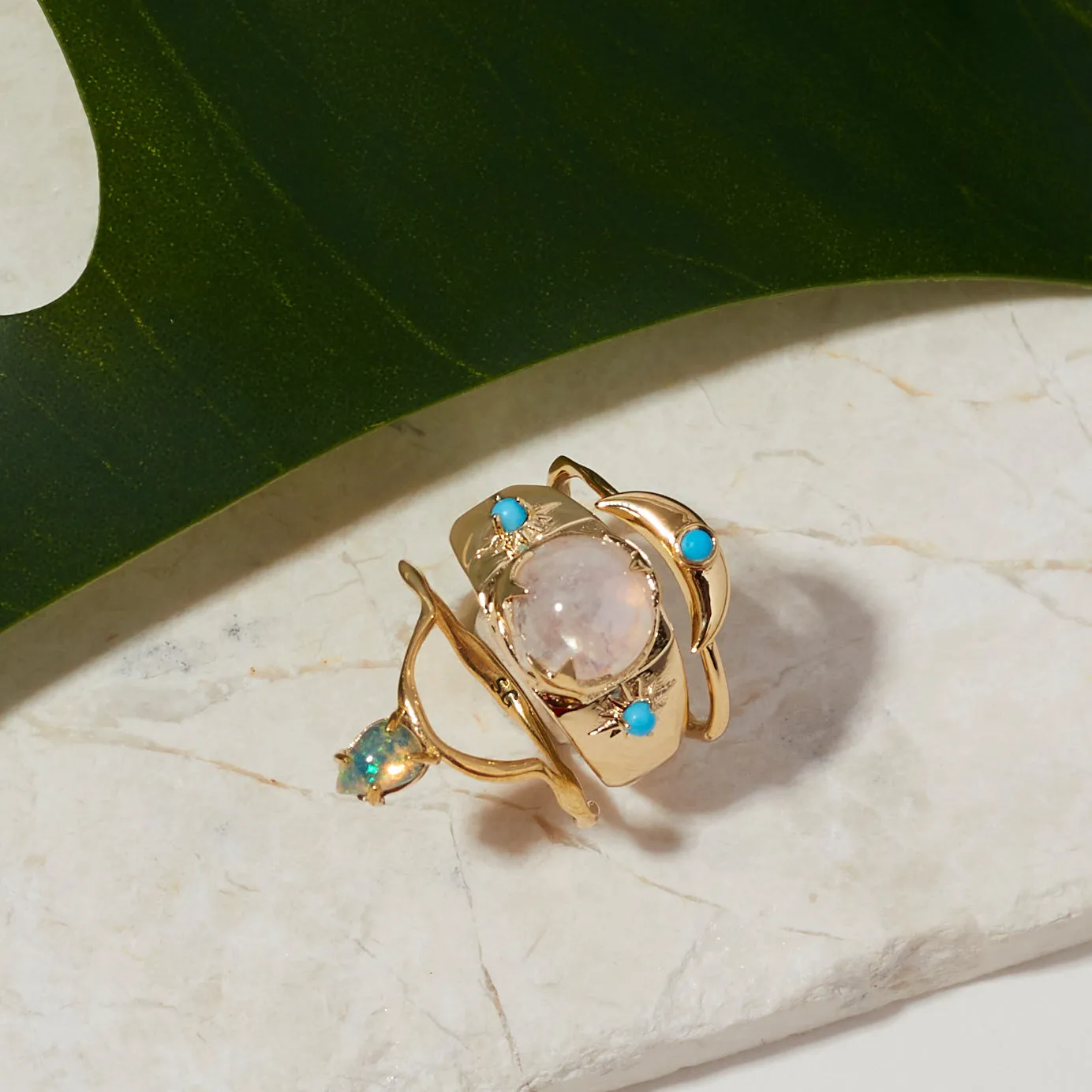 Crescent Ring in Turquoise