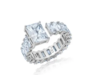 Crislu Semi Eternity Open Cocktail Ring Finished in Pure Platinum