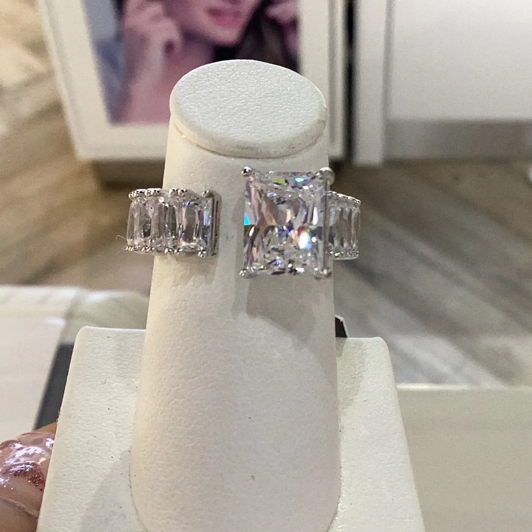 Crislu Semi Eternity Open Cocktail Ring Finished in Pure Platinum