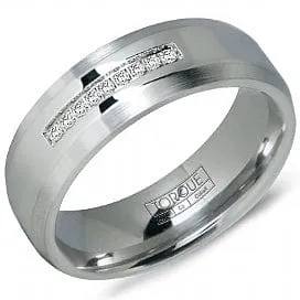 Crown Ring White Cobalt 9 CZ Channel Set Wedding Band