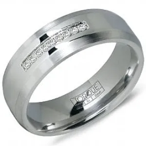 Crown Ring White Cobalt 9 CZ Channel Set Wedding Band