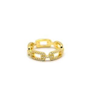Crystal Chain Link Gold Fill Ring