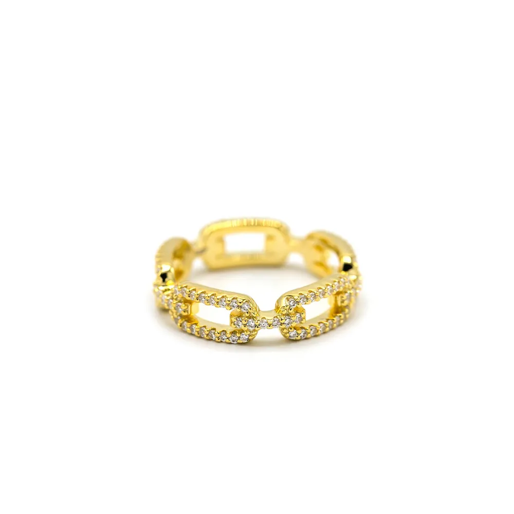 Crystal Chain Link Gold Fill Ring