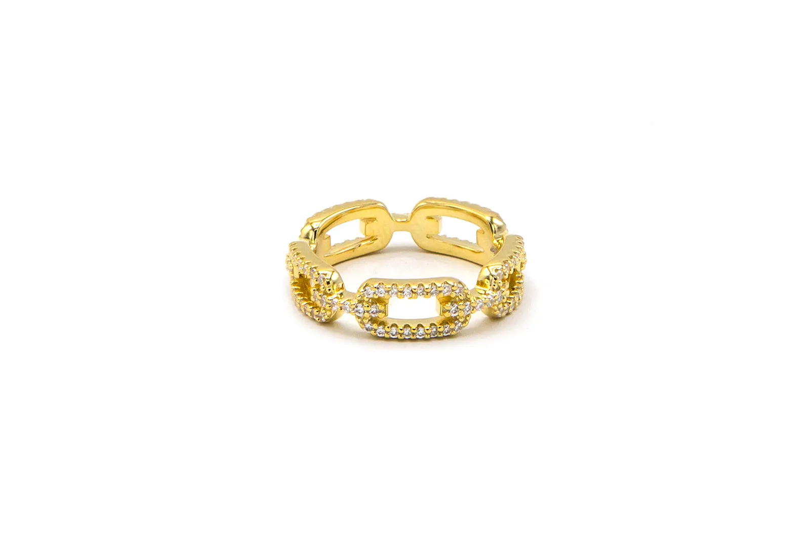 Crystal Chain Link Gold Fill Ring