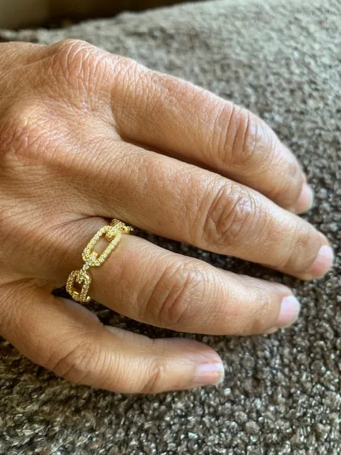 Crystal Chain Link Gold Fill Ring