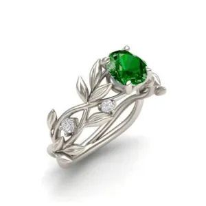 Crystal Flower Vine Leaf Ring
