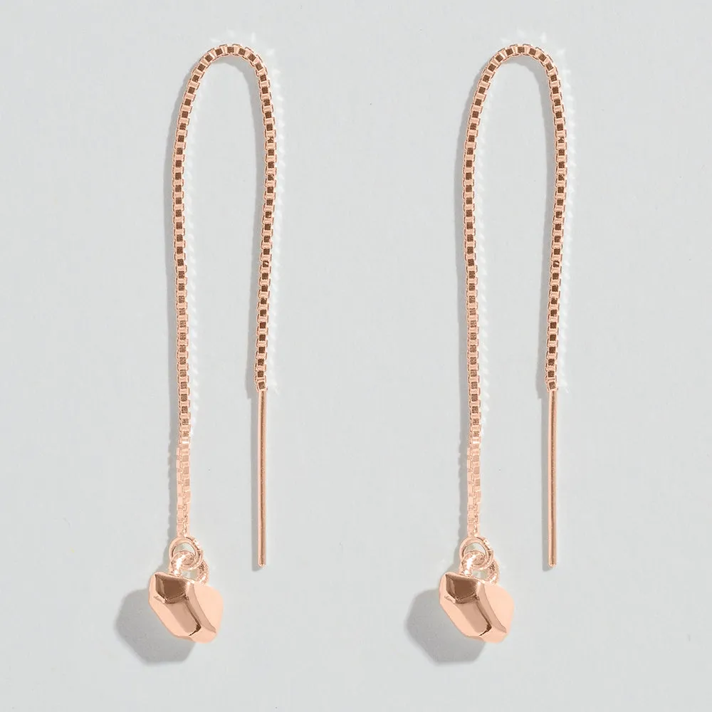 CRYSTAL NUGGET THREADER EARRINGS | 14K GOLD