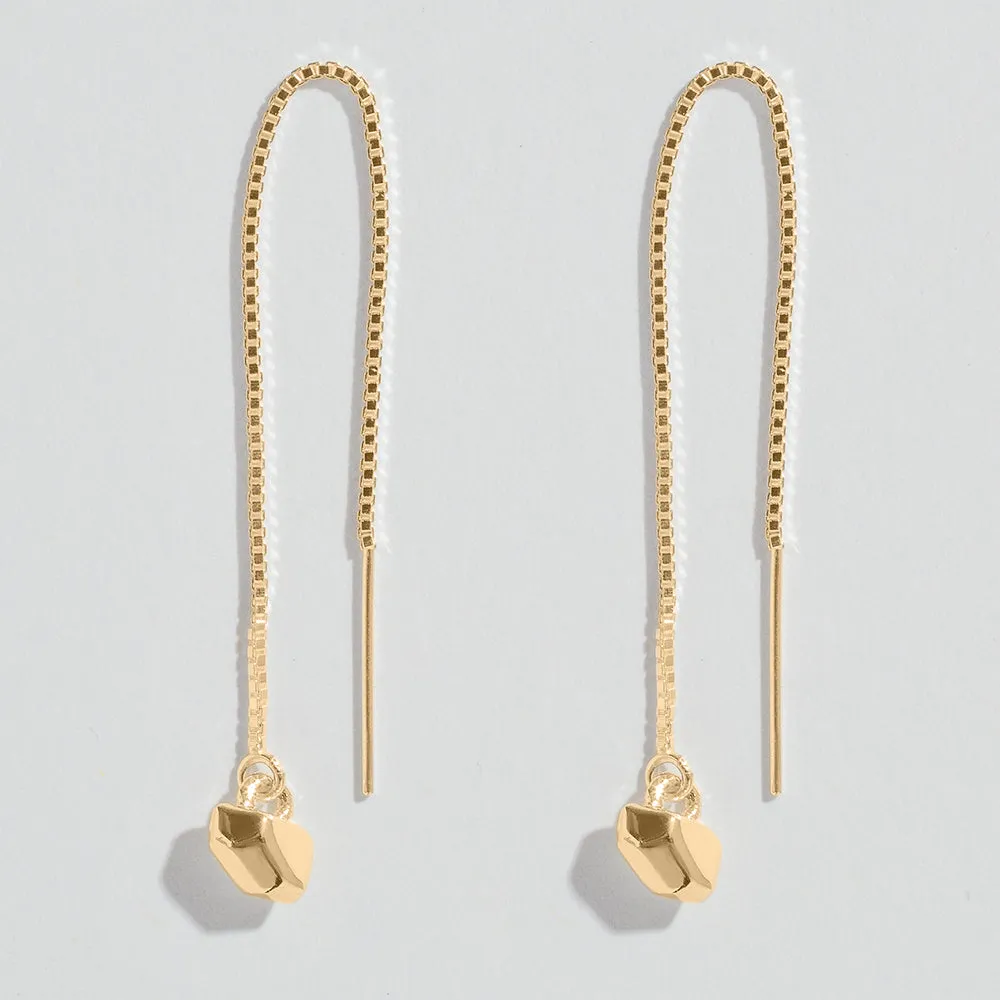 CRYSTAL NUGGET THREADER EARRINGS | 14K GOLD