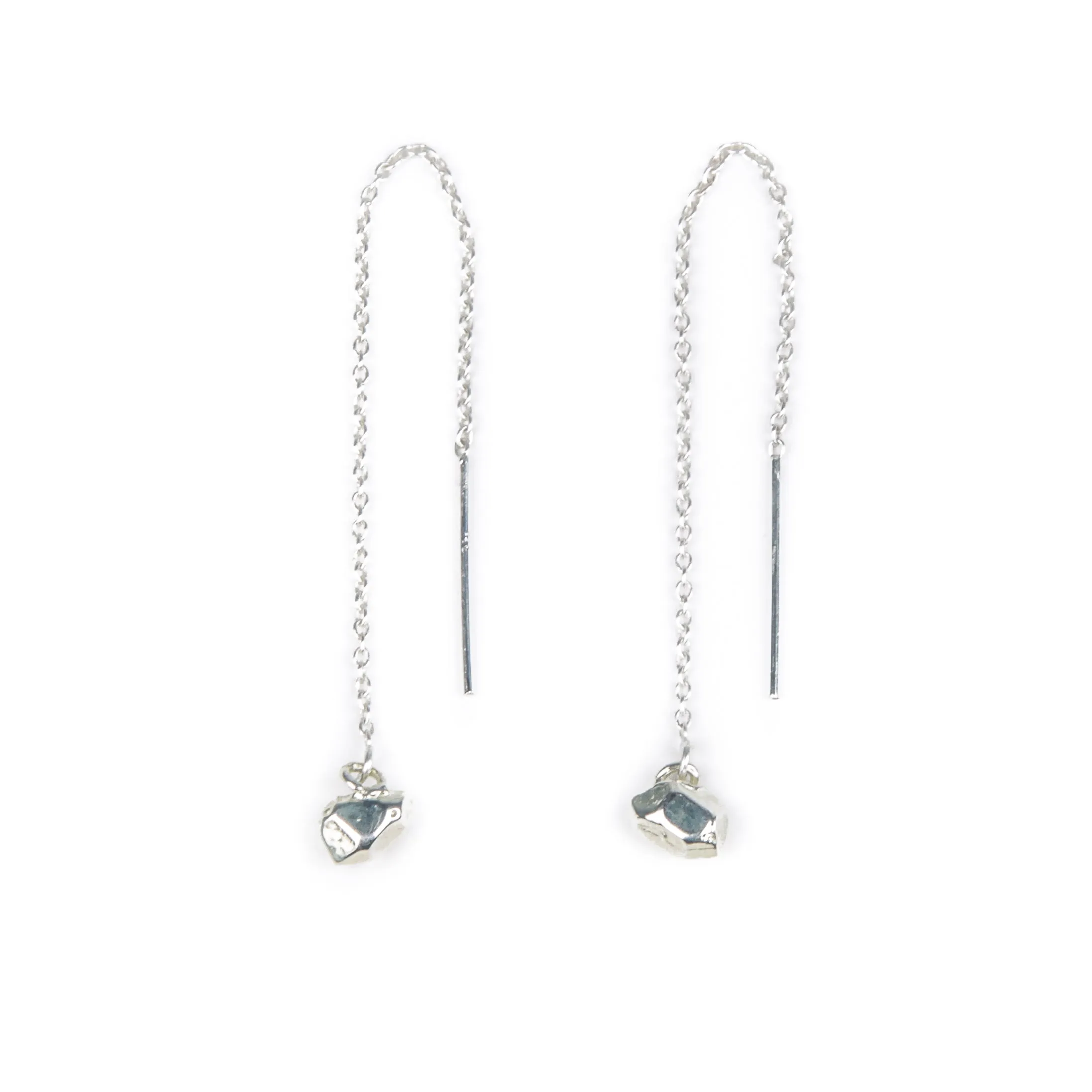 CRYSTAL NUGGET THREADER EARRINGS | 14K GOLD