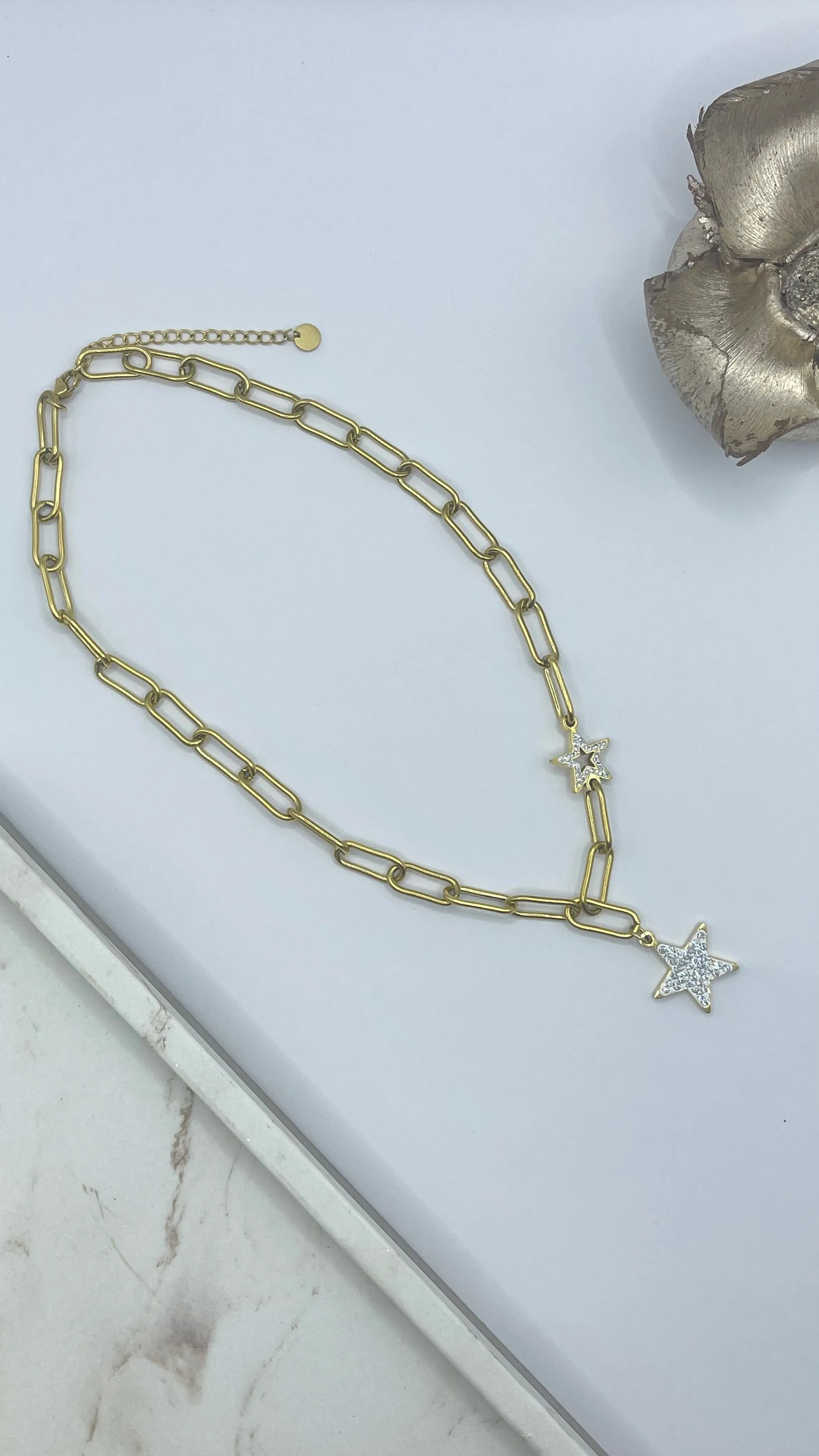 Crystal Star Charm Gold Necklace