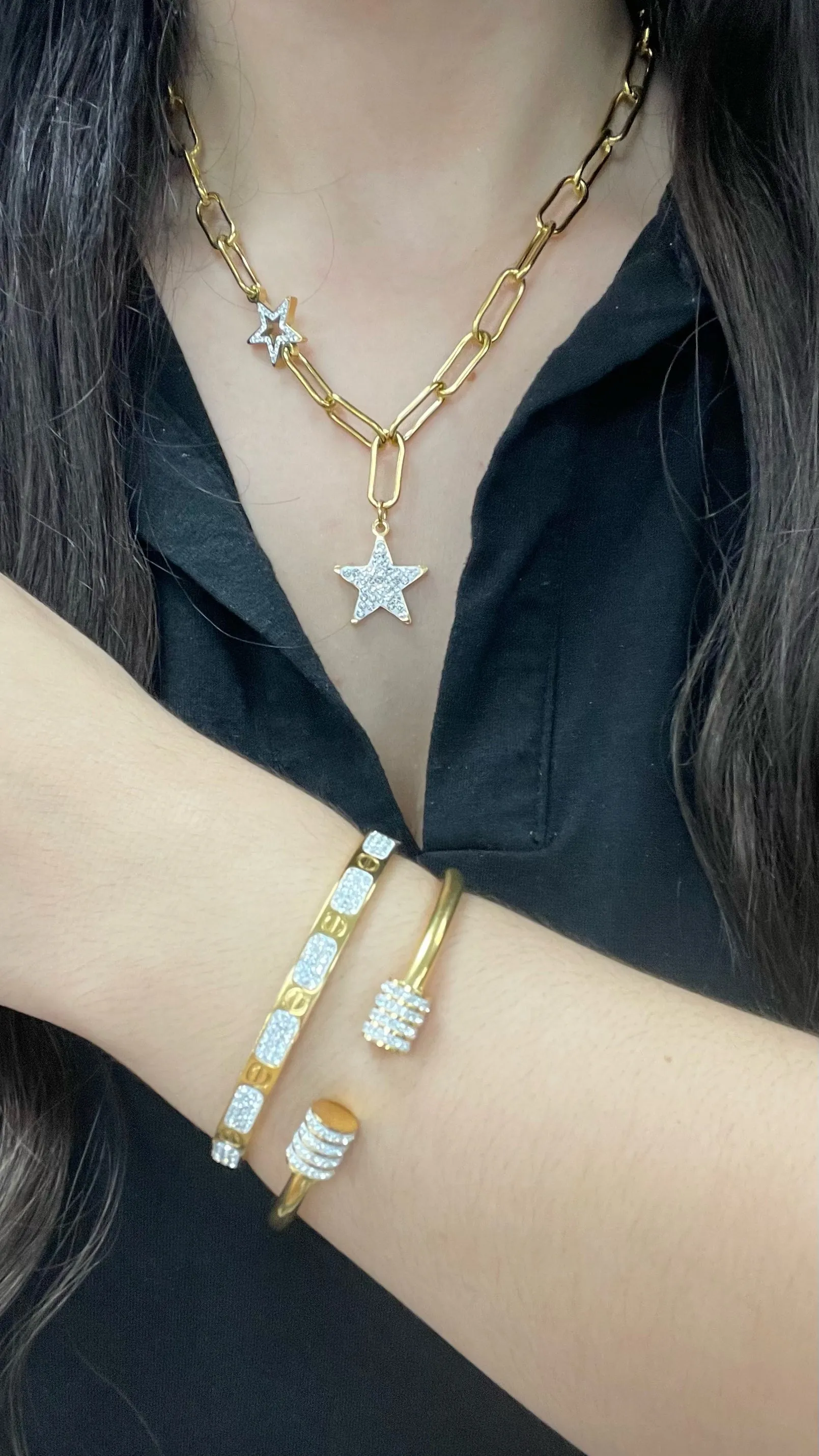 Crystal Star Charm Gold Necklace