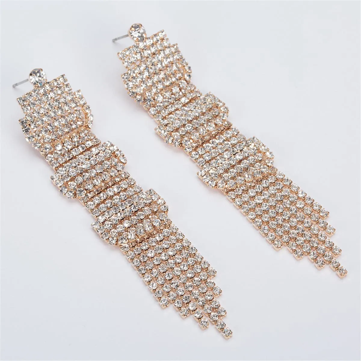 Cubic Zirconia & 18K Gold-Plated Geometric Statement Drop Earrings