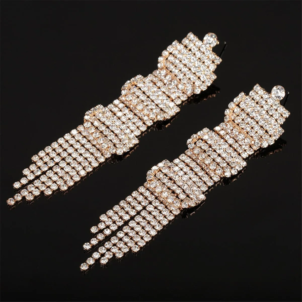 Cubic Zirconia & 18K Gold-Plated Geometric Statement Drop Earrings