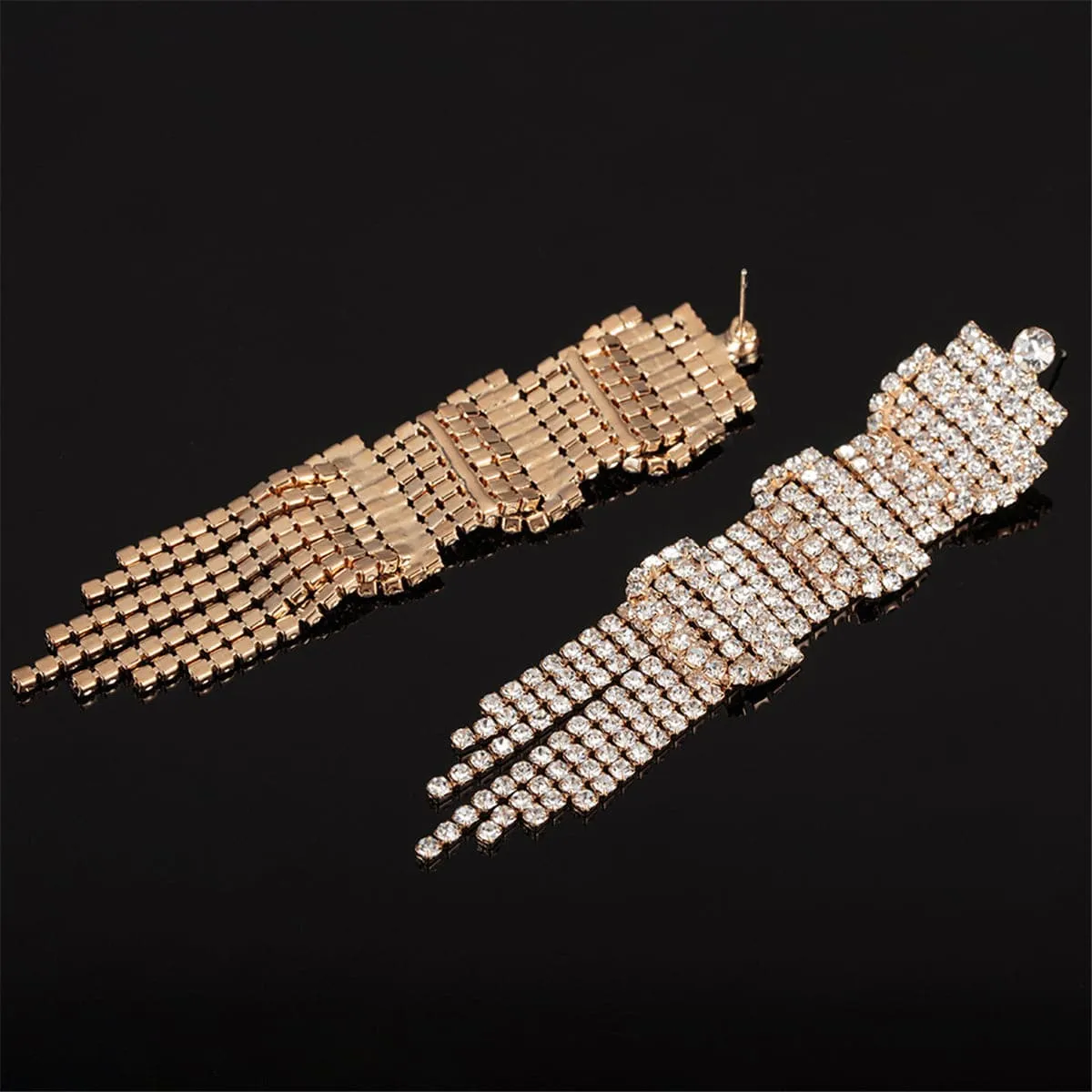 Cubic Zirconia & 18K Gold-Plated Geometric Statement Drop Earrings
