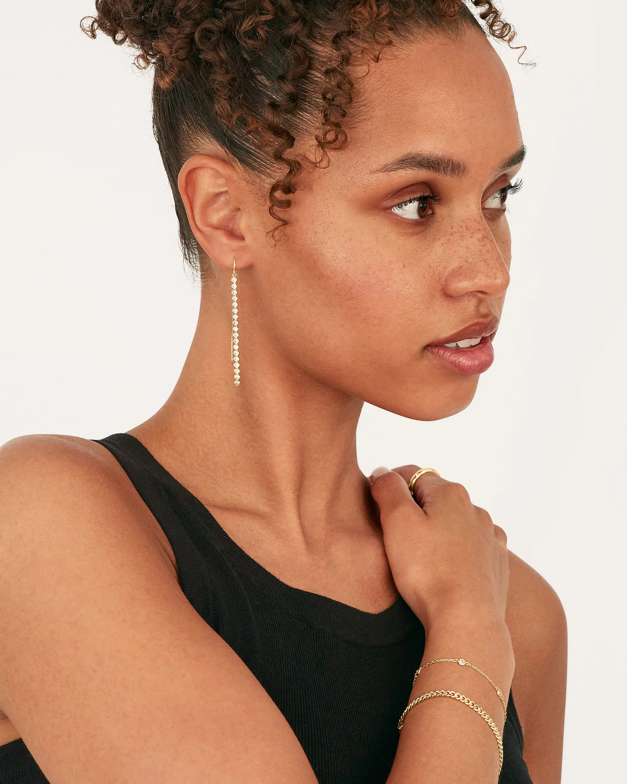 Cubic Zirconia Threader Earrings