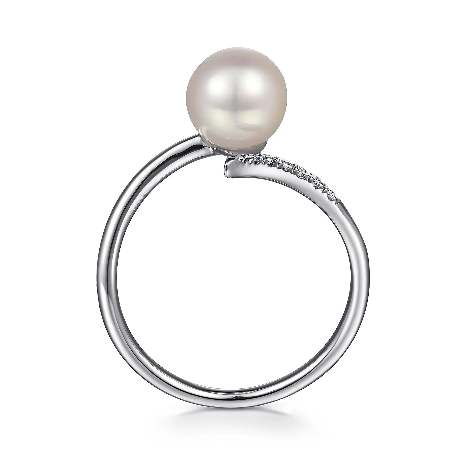 Cultured Pearl and Diamond Open Wrap Ring