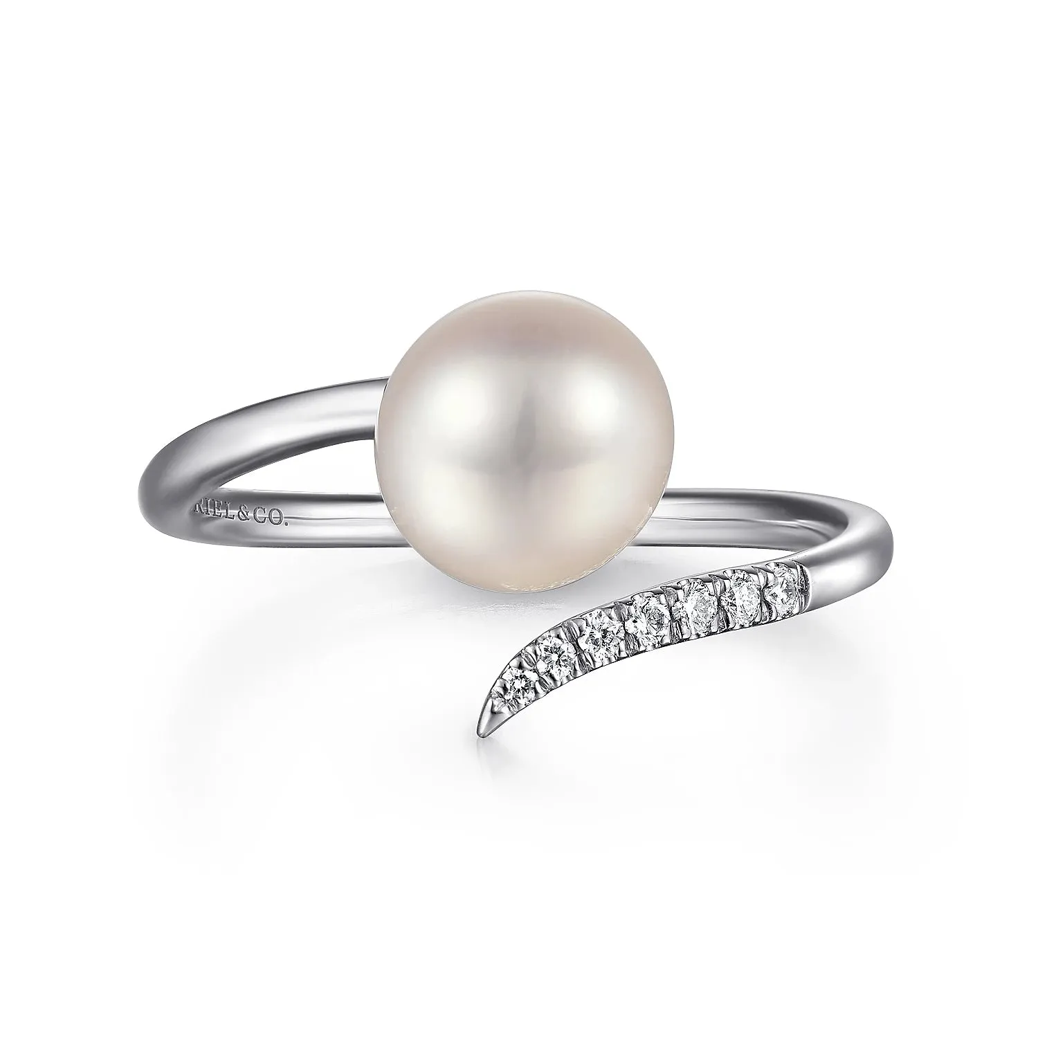 Cultured Pearl and Diamond Open Wrap Ring