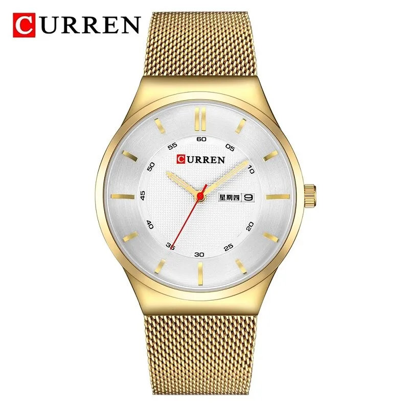 CURREN Brand Watch Men Business Waterproof Clock Slim Mesh Strap Quartz Mens Watches Top Brand Luxury Relogio Masculino Fashion