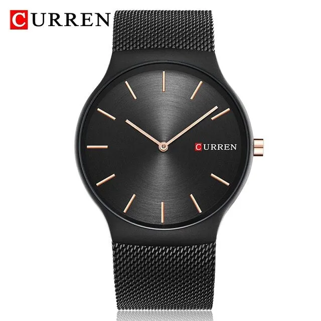 CURREN Luxury Brand Watch Analog Display Clock Men&#39;s Quartz Wrist Watch Steel Mesh Slim Watch Mens Watches relogio masculino