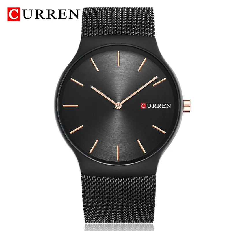 CURREN Luxury Brand Watch Analog Display Clock Men&#39;s Quartz Wrist Watch Steel Mesh Slim Watch Mens Watches relogio masculino