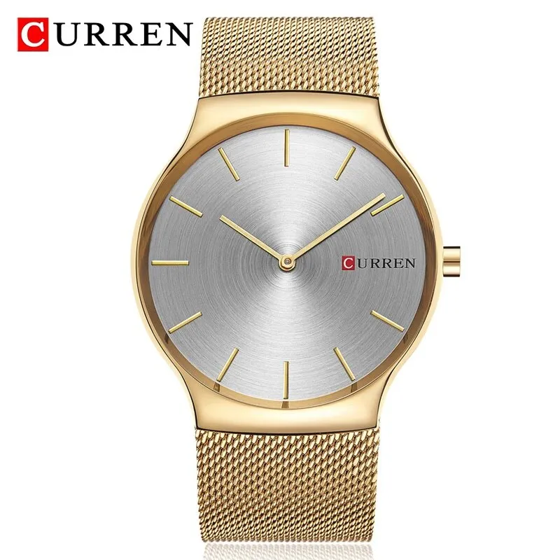 CURREN Luxury Brand Watch Analog Display Clock Men&#39;s Quartz Wrist Watch Steel Mesh Slim Watch Mens Watches relogio masculino