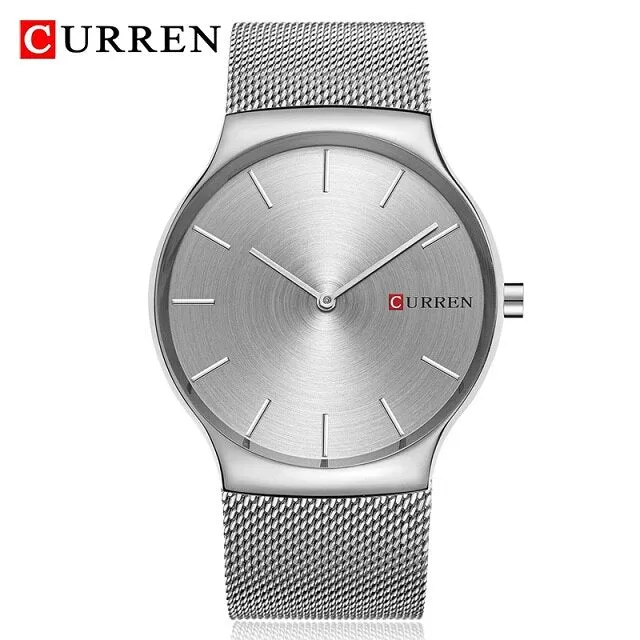 CURREN Luxury Brand Watch Analog Display Clock Men&#39;s Quartz Wrist Watch Steel Mesh Slim Watch Mens Watches relogio masculino