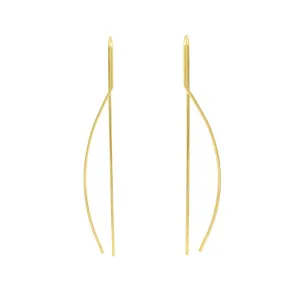 Curved Rod Threader Earrings, 18K Yellow Gold