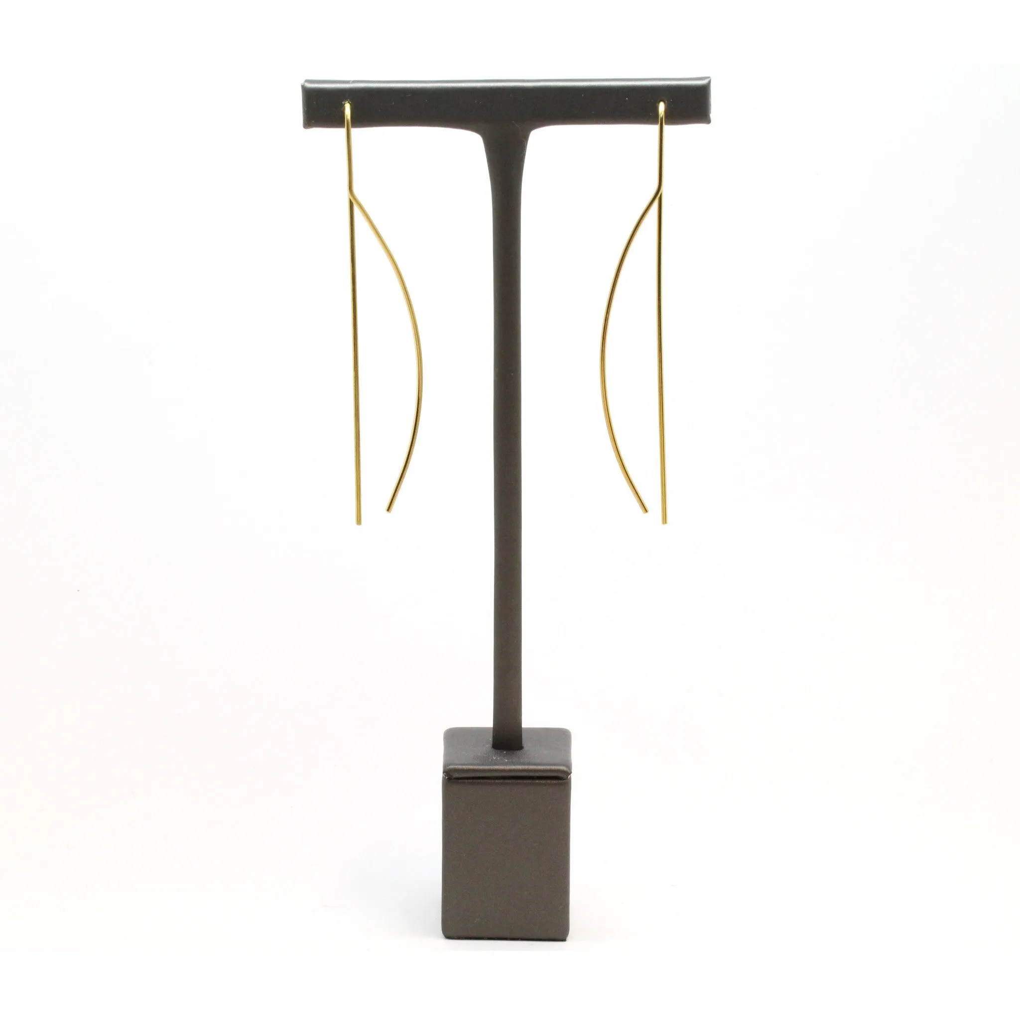 Curved Rod Threader Earrings, 18K Yellow Gold