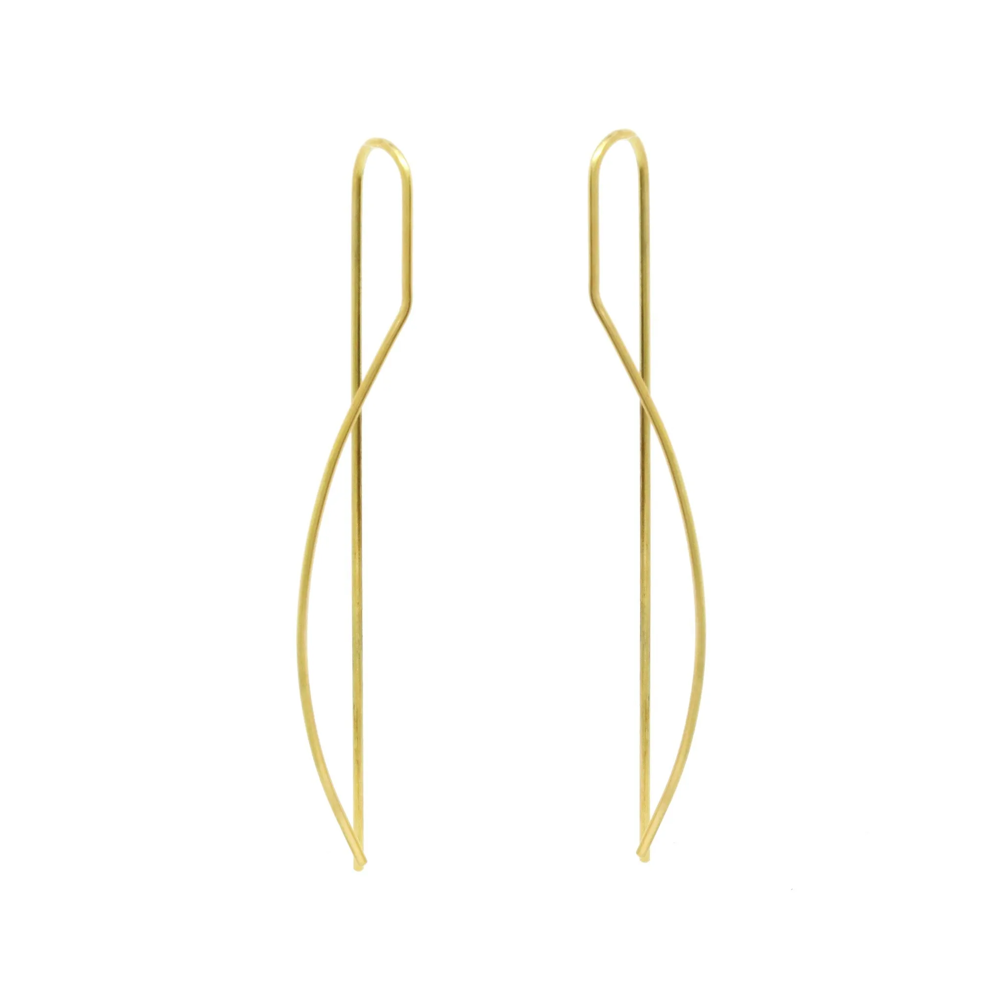Curved Rod Threader Earrings, 18K Yellow Gold